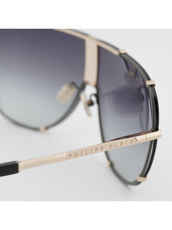 Philipp Plein SPP075M 0376 Sunglasses Gold Aviator Frame, Grey Lenses main image 7